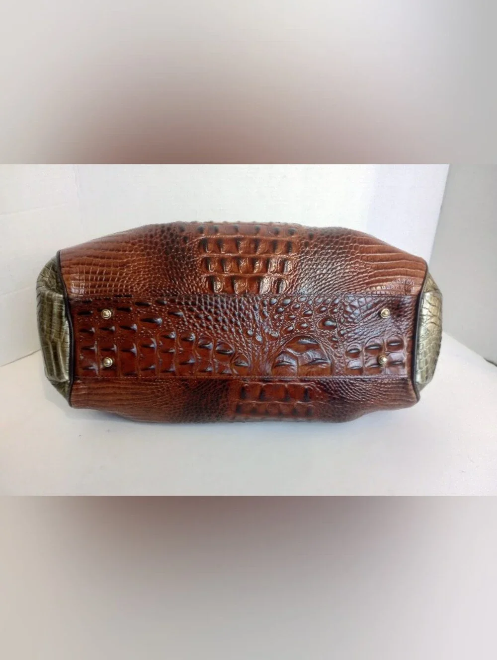 Brahmin Elisa Hobo Crossbody Satchel Croc Embossed Leather Multi Color